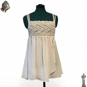 Dainty In Bloom by Jonquil white lace beaded sequin cami top or mini slip dress